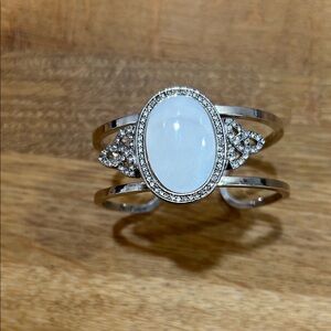 Celtic Silver and White Stone Bracelet